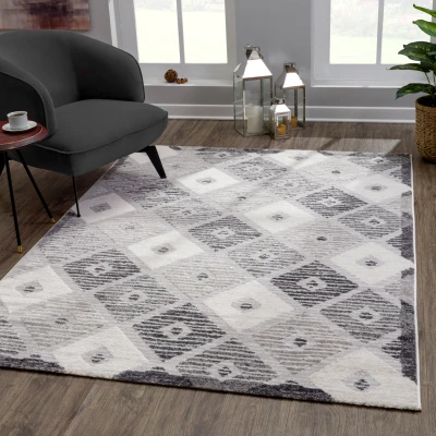 Afbeelding van Evra Basic Home Modern Vloerkleed Laagpolig Tapijt Grijs Creme 80x150 cm Rechthoek Polyester Tapijtenloods