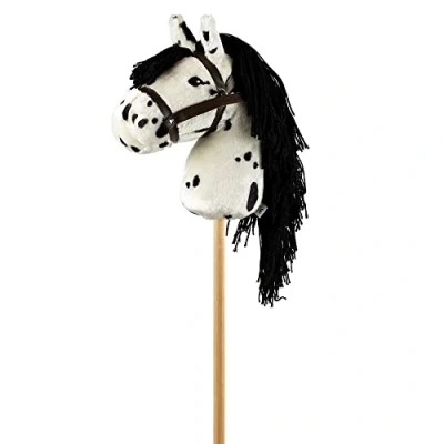 Afbeelding van By astrup stokpaard wit gestippeld 68 cm