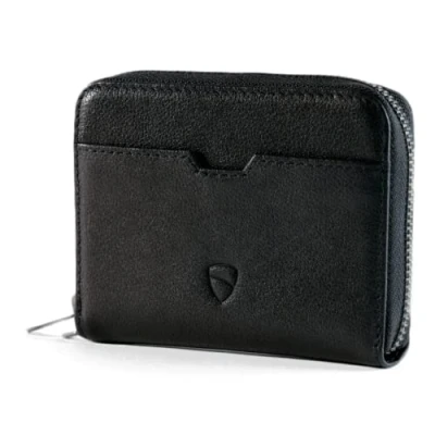 Afbeelding van Vaultskin Mayfair Minimalistische lederen portemonnee met ritssluiting, kleine RFID blokkerende multi kaarthouder muntvak, Zwart, Eén maat, Minimalistisch