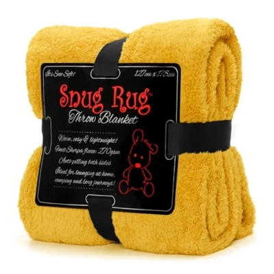 Afbeelding van Snug Rug Mosterdgele deken sherpa fleece pluizige luxe voor bankdekens warme winter zachte plaids 127 x 178 cm