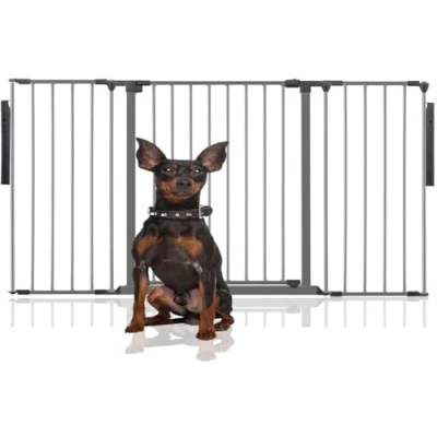 Afbeelding van Bettacare Premium Flexibele Dierenbarrière met Meerdere Panelen, Tot 154cm Breed, Grijs, 70cm Hoog, Hondenbarrière voor Huisdieren Honden en Puppys