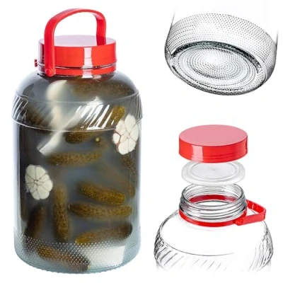 Afbeelding van KADAX glazen komkommerglas met deksel, inmaakpot, luchtdichte conservering, ballon, universeel glas, voorraadpot voor komkommers, opslag, weckpot (8 liter, 1 stuks)