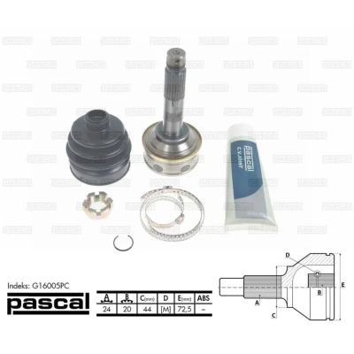 Afbeelding van Homokineet reparatie set, aandrijfas PASCAL G16005PC