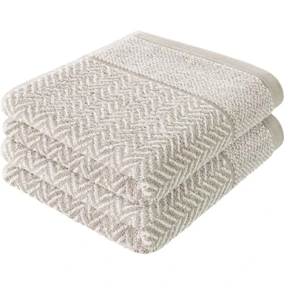 Afbeelding van herzbach home Handdoek, set van 2, 100% katoen, 50 x 100 cm, patroon, zandgrijs