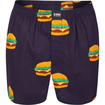Afbeelding van Happy Shorts X Heren Wijde Boxershort Met Binnenbroek Burger Print Maat L