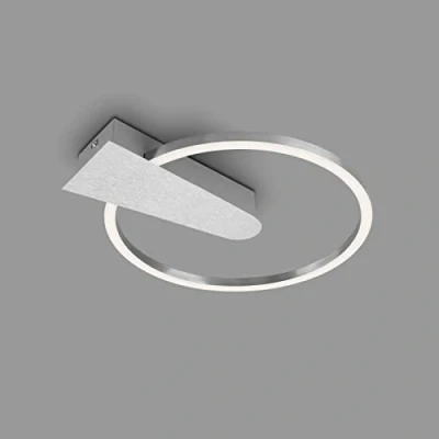 Afbeelding van BRILONER LED plafondlamp dimbaar in 3 stappen, memoryfunctie, lichtkleur warm wit, rond, aluminiumkleurig, Ø29,5 cm