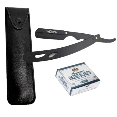 Afbeelding van Razzaro Razor + 100 Silvermax Scheermesjes Klassiek Scheermes Nat scheren Kappers mes
