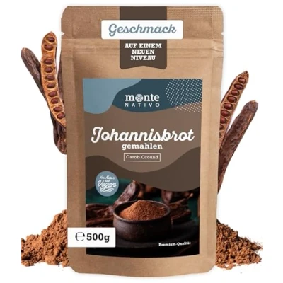 Afbeelding van Monte Nativo Johannesbroodpoeder, fijngemalen sint jansbroodpoeder, voorzichtig gedroogd johannesbroodpitmeel, carob poeder, aromatisch en lekker caropoeder