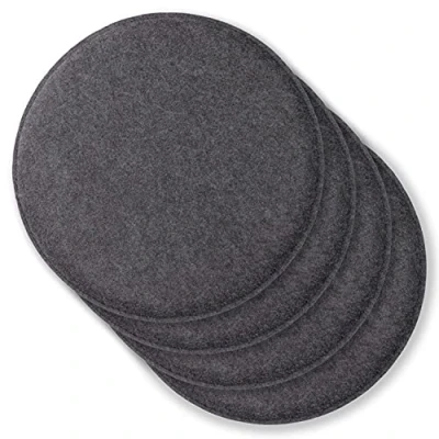 Afbeelding van Rubberneck Set van 4 Vilten Zitkussens, Rond, met Anti Slip Noppen, Extra Dik, Donkergrijs