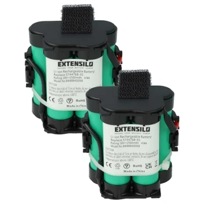 Afbeelding van EXTENSILO 2 x accu vervanging voor Husqvarna 586576201 (5865762 01), 574476801 (5744768 01) grasmaaiers (2500mAh, 18V, Li Ion)