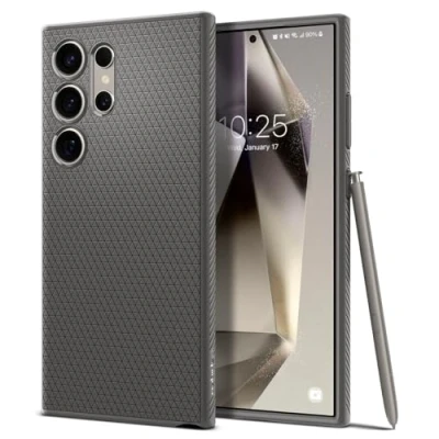 Afbeelding van Samsung Galaxy S24 Ultra Hoesje Siliconen en TPU (zacht) Spigen Softcase/Backcover Grijs Telefoonhoesje Shockproof/Valbescherming