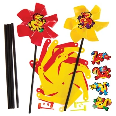Afbeelding van Baker Ross FX919 Chinees Nieuwjaar Windmolen Kits Set van 6, Knutselsets voor kinderen