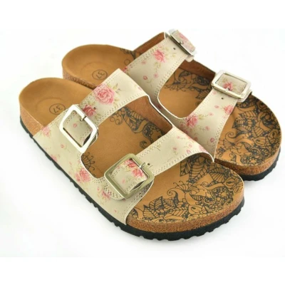 Afbeelding van GOBY Roze Rozen Sandalen Slippers Hoge kwaliteit Handmade Maat 37