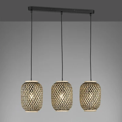 Afbeelding van Fischer &amp; Honsel Rotan 3 lichts hanglamp Hummel 60706