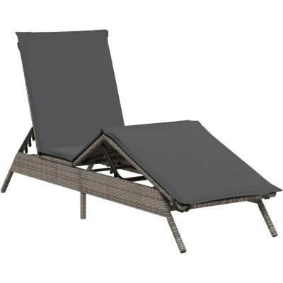 Afbeelding van vidaXL Ligbed met kussen poly rattan grijs