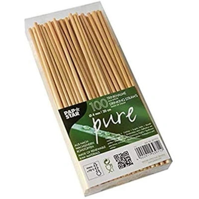 Afbeelding van Papstar 100 rietjes puur bruin, Stro, Bruin