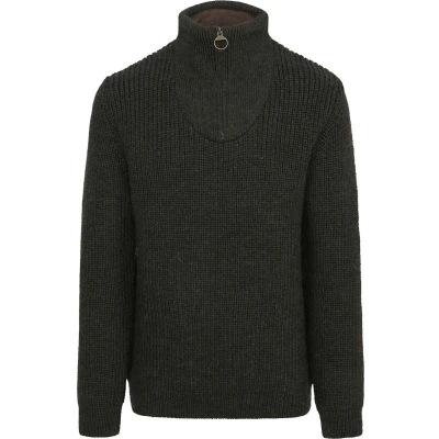 Afbeelding van Barbour New Tyne Zip Trui Wol Olijfgroen Maat XL Heren Schipperstrui