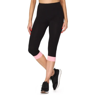 Afbeelding van Merry Style Dames Leggings Sport Vrijetijdsbroek ¾ Lang Katoen Zwart/Apricot XS MS MS10 379 LE