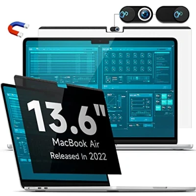 Afbeelding van Magnetische privacyfilter, compatibel met MacBook Air 13,6 inch (2022 2024, M2 M3), afneembaar anti glare blauw licht, laptop privacy scherm, privacyscherm, voor Mac 13 (A2681
