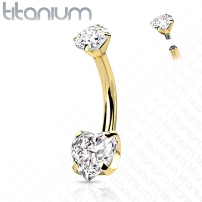 Afbeelding van Piercing titanium hartje gold plated