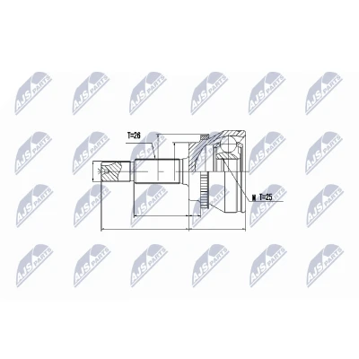Afbeelding van Homokineet reparatie set, aandrijfas NTY NPZ TY 067