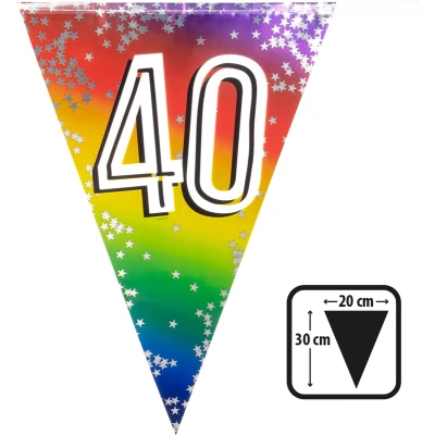 Afbeelding van Vlaggenlijn 40 jaar versiering vlaggetjes slinger 6 meter Vlaggenlijnen