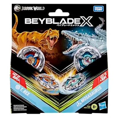 Afbeelding van Hasbro Beyblade X in samenwerking met Jurassic World, T. Rex vs. Mosasauro, Multipack