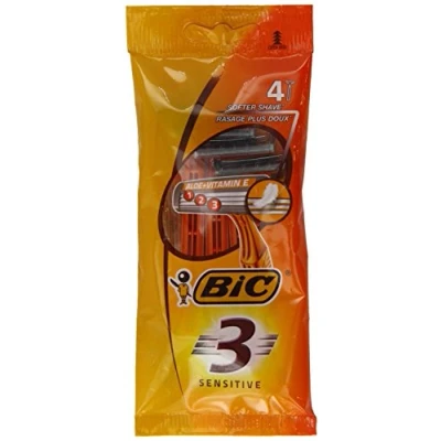 Afbeelding van BIC 3 Sensitive Wegwerpscheermesjes Mannen Pak van 4 Stuks