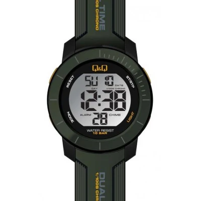Afbeelding van Q&amp;Q M166J804Y Horloge Digitaal Heren Mannen Plastic band Rond Kunststof Datumaanduiding Stopwatch Alarm Tweede tijdzone Backlight Waterdicht 10ATM Groen