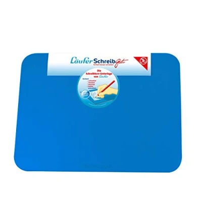 Afbeelding van Läufer 30911 Bureauonderlegger om te leren schrijven, voor de perfecte eerste schooldag, accessoires kinderbureau, antislip en afwasbaar, blauw