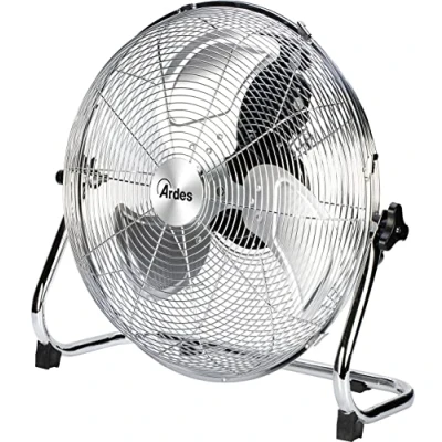 Afbeelding van ARDES AR5C40B stille vloerventilator met 3 bladen en snelheid BOXCHROME 40 verchroomd verticale helling handmatige bediening