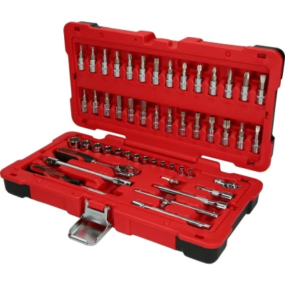 Afbeelding van KS Tools, Dopsleutel + dopmoer, 1/4&quot; CHROMEplus doppenset, 50 delen, Flankentrekkerij (14 mm, 7 3 8 5 12 13 9 6 10 11 4 mm)