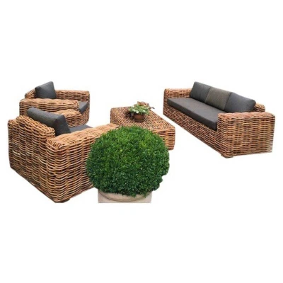 Afbeelding van Sabuga stoel bank loungeset 4 delig naturel rotan