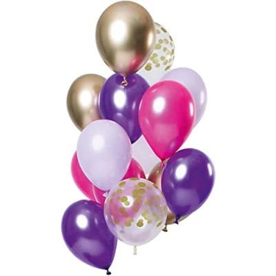 Afbeelding van Ballonnen set Purple Posh 12 stuks