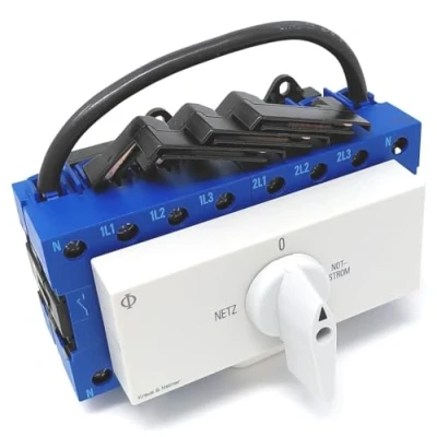 Afbeelding van Kraus &amp; Naimer KA63B T904 VE2 +F437 4 polig 63A met stand net 0 noodstroom klikbevestiging lastschakelaar