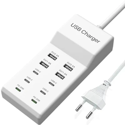 Afbeelding van USB C oplader, 10 poorts laadstation (met 6 + 4 A), 100 W Multi PD snellader, compatibel met iPhone 12/13/14/15/Samsung S23/S22/S21/tablet/smartwatch/hoofdtelefoon.
