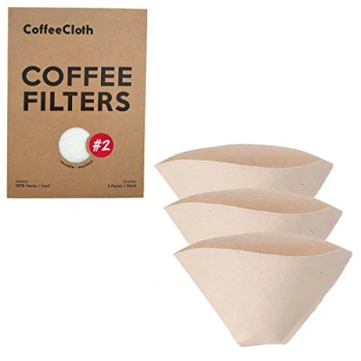Afbeelding van Earthtopia Set van 3 herbruikbare stoffen koffiefilters 100% biologisch katoen ecologische filterzakken voor koffiemachines en handfilters Permanent koffiefilter Herbruikbaar filter (Maat 2)