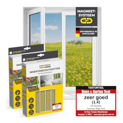 Afbeelding van EASYmaxx muggengaas met magnetische bevestiging 150 x 130 cm zwart set van 2