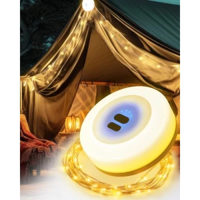 Afbeelding van Waterdichte Draagbare Opbergbare Buiten String Light, Outdoor Camping Lights Oplaadbare 33FT, 2 in 1 USB Portable Light Fairy met 3 verlichtingsmodi, LED