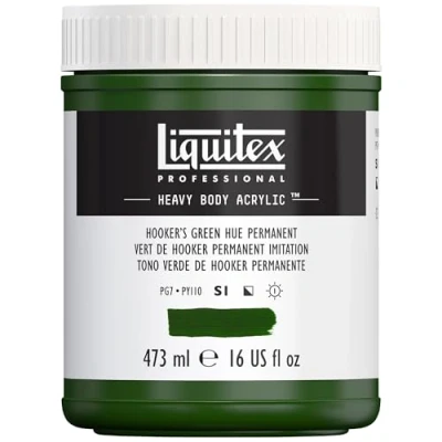 Afbeelding van Liquitex 4412224 Professional Heavy Body acrylverf in kunstenaarskwaliteit met uitstekende lichtechtheid en boterachtige consistentie, 473ml Pot, Hookers Green Hue Permanent