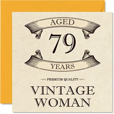 Afbeelding van Vintage 79e verjaardagskaarten voor vrouwen 79 jaar oud leuke verjaardagskaart mama zus vrouw oma oppas tante, 145 mm x dames wenskaarten,