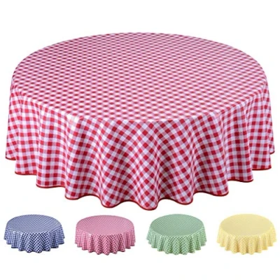 Afbeelding van Wasdoek tafelkleed afwasbaar rond 140cm rood