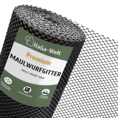 Afbeelding van HaGa® Mollengaas, 1 m x 10 m, mollenverjager, ultieme bescherming voor je tuin, robuust en weerbestendig, geen mollenverjager meer