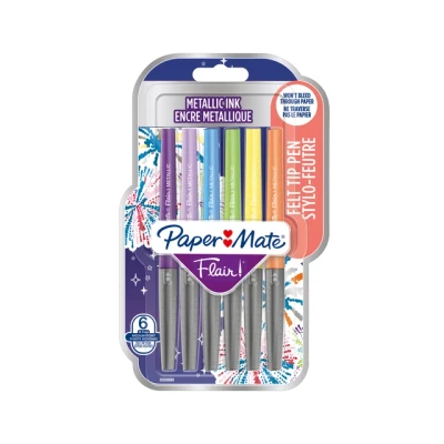 Afbeelding van Fineliner Paper Mate Flair Metallic 6 stuks assorti