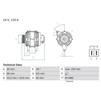 Afbeelding van Bosch Alternator/Dynamo 0 986 048 301