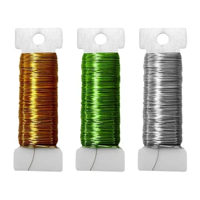 Afbeelding van 3 rollen gekleurde knutseldraad, 0,3 mm x 50 m sieradendraad, draadwikkeling, gouddraad om te knutselen, bloemendraad, knutseldraad