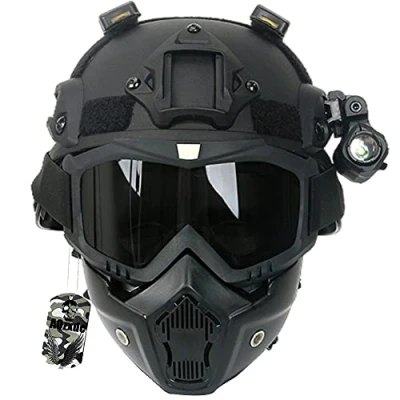 Afbeelding van Mich 2000 tactische veiligheidshelm, met masker en brilsets, NVG beugel zijhek voor Airsoft Tactical Paintball CS Game Cycling Military Hunting,Sets b