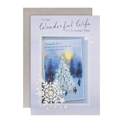 Afbeelding van Hallmark Kerstkaart voor vrouw klassiek geïllustreerd ontwerp
