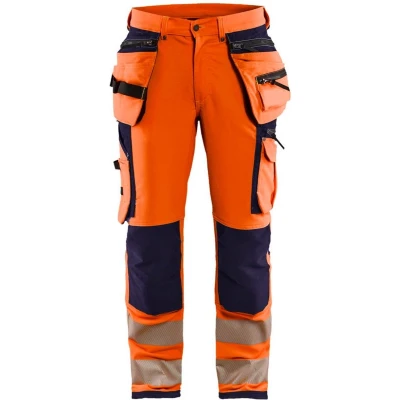 Afbeelding van Blaklader High Vis werkbroek met 4 weg stretch 1997 1642 Oranje/Marineblauw C62