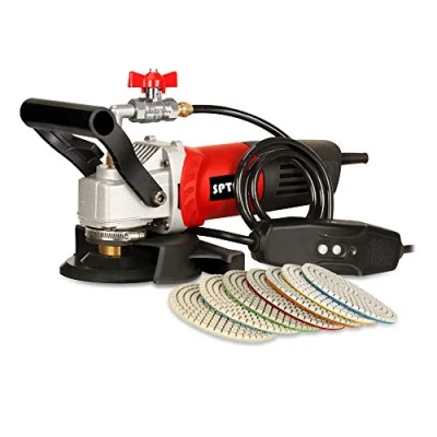 Afbeelding van SPTA Natpolijstmachine, 800 W/220 V, 100 mm, natte polijstmachine met variabele snelheid en graniet diamantpolijstkussen, betonpolijstmachine, steenpolijstmachine voor graniet, marmer, beton, steen